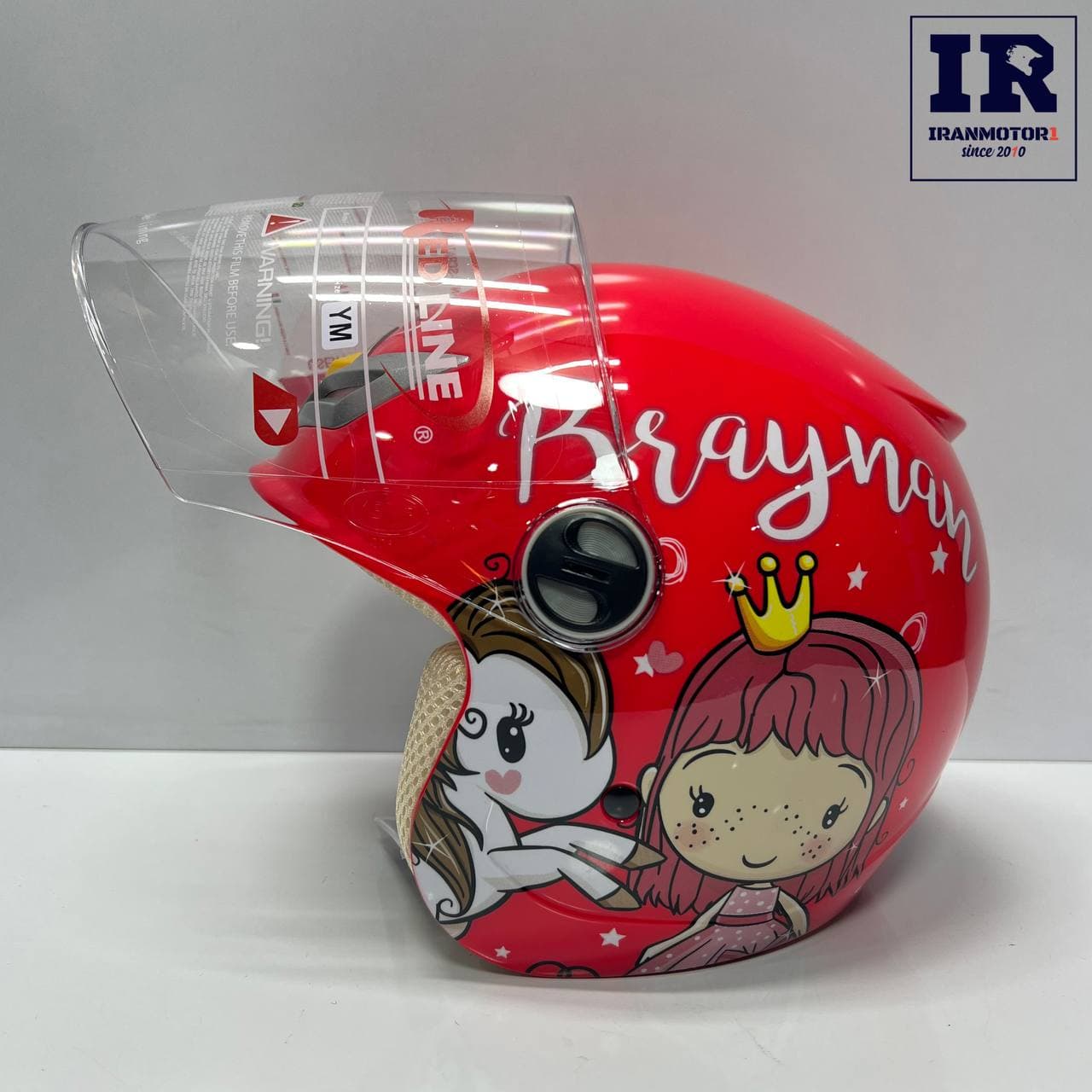کلاه کاسکت بچگانه بدون فک ردلاین redline کد 908 قرمز طرح اسب تک شاخ — تصویر ۱۲