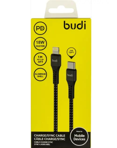 کابل شارژ تایپ سی به لایتنینگ BUDI DC210tl 10B