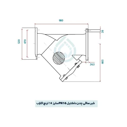 شیر صافی چدن داکتیل PN16 سایز 14 اینچ فاراب — تصویر ۲