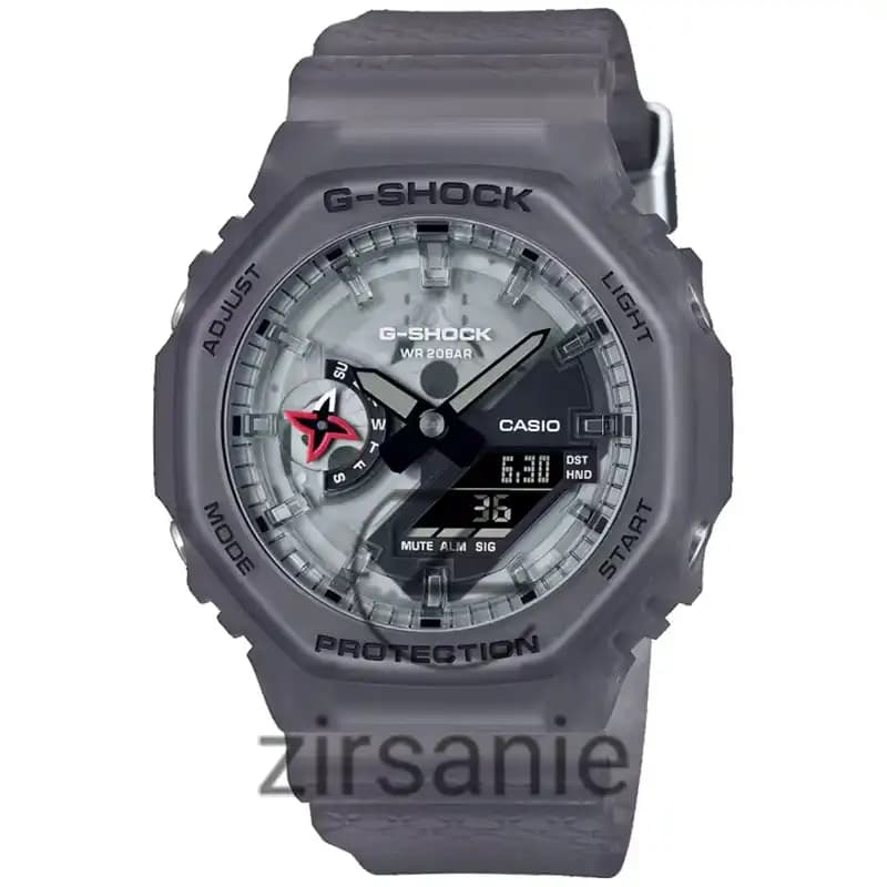 ساعت مچی مردانه کاسیو جی شاک نینجا طوسی سفید Casio G-Shock Ga-2100 Ninja Gray White