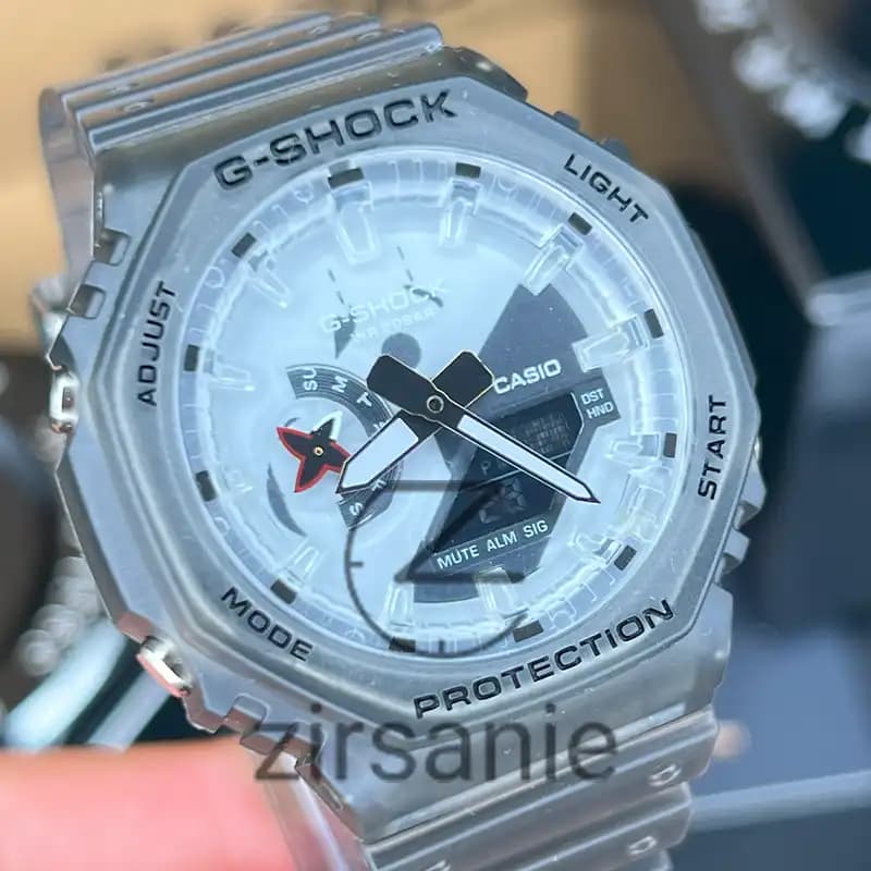 ساعت مچی مردانه کاسیو جی شاک نینجا طوسی سفید Casio G-Shock Ga-2100 Ninja Gray White — تصویر ۳