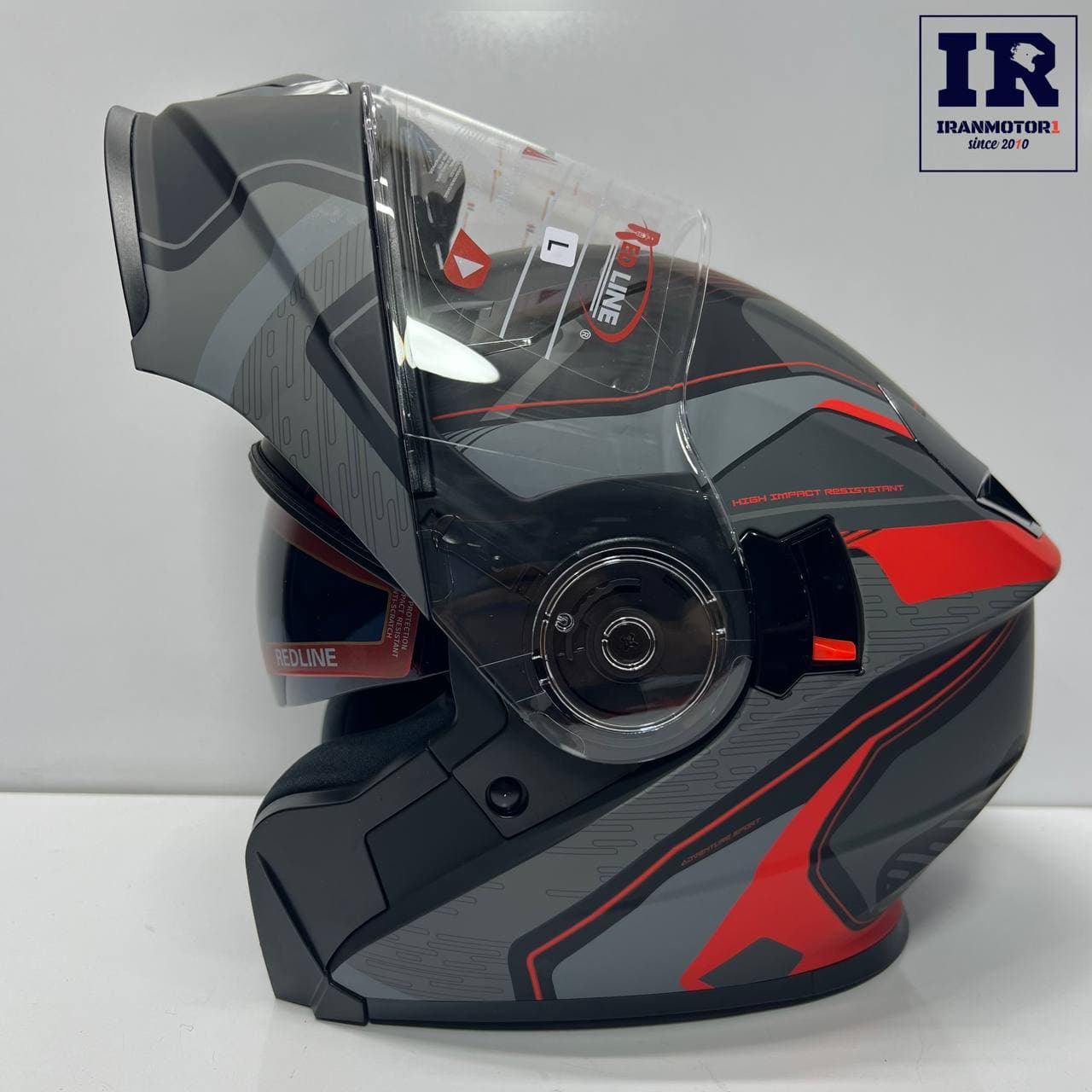 کلاه کاسکت فک متحرک ردلاین Redline کد 939 خاکستری قرمز — تصویر ۶