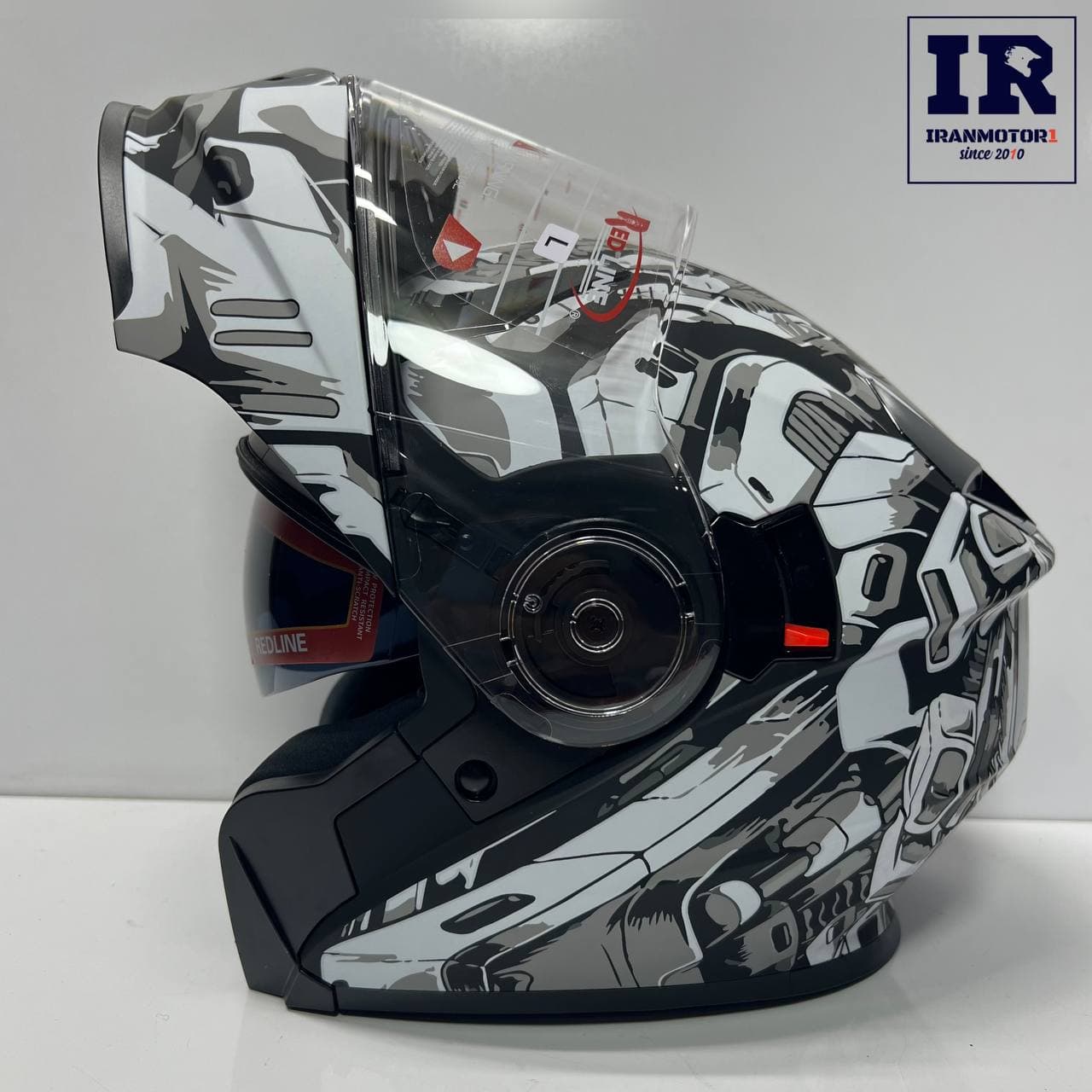 کلاه کاسکت فک متحرک ردلاین Redline کد 939 سفید طوسی روشن — تصویر ۱۲