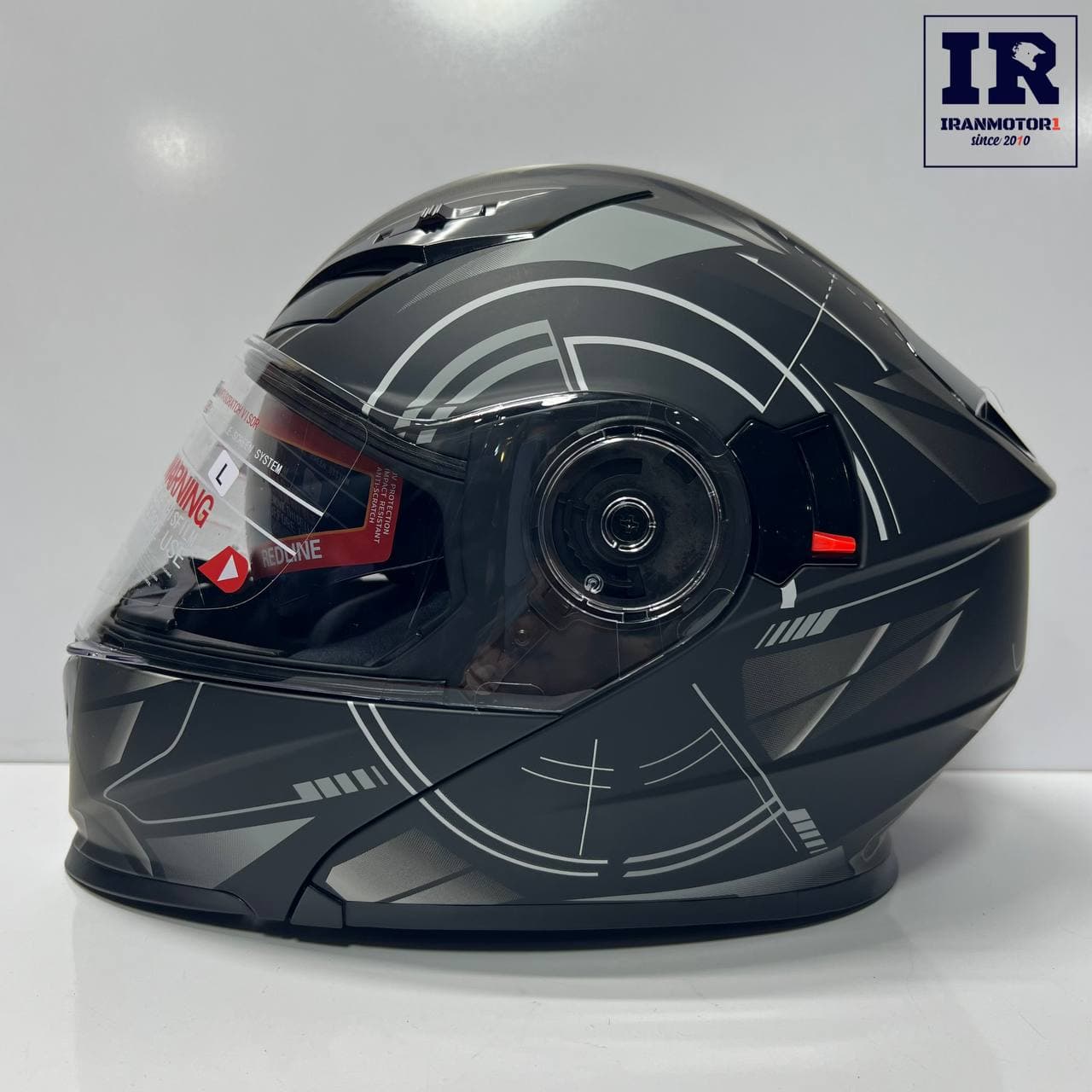 کلاه کاسکت فک متحرک ردلاین Redline کد 939 مشکی خط خاکستری — تصویر ۷