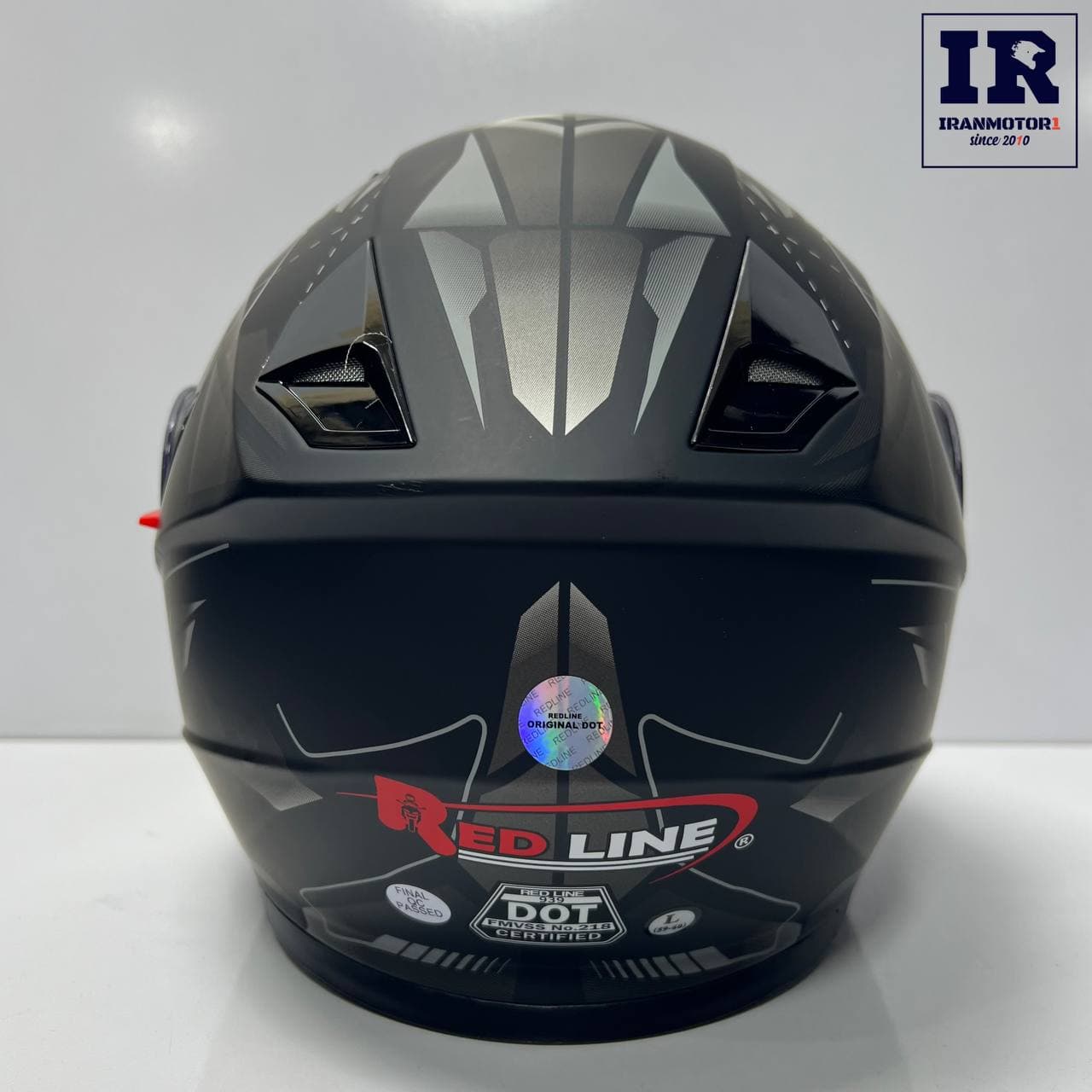 کلاه کاسکت فک متحرک ردلاین Redline کد 939 مشکی خط خاکستری — تصویر ۴