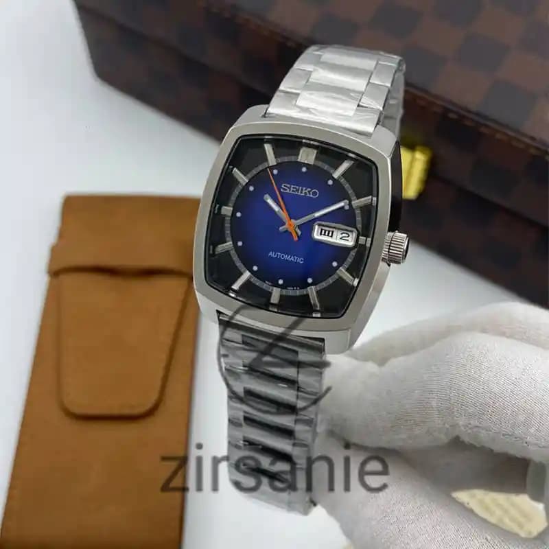 ساعت مچی مردانه سیکو مربعی اتوماتیک سیلور صفحه آبی Seiko Re Craft Automatic Silver Blue Screen — تصویر ۶