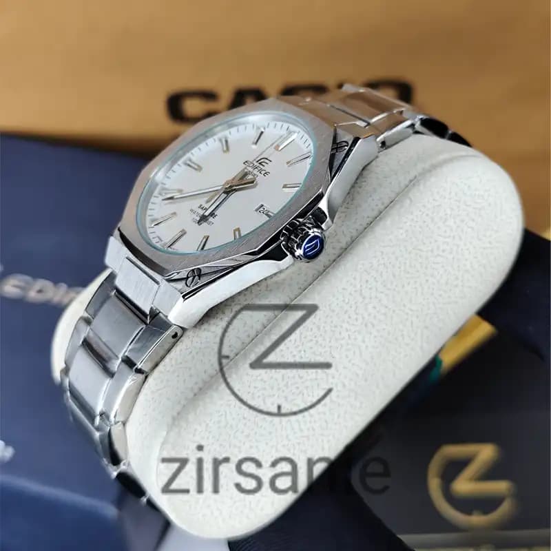 ساعت مچی مردانه ادیفایس کاسیو سیلور صفحه سفید Edifice Casio Silver White Screen — تصویر ۴