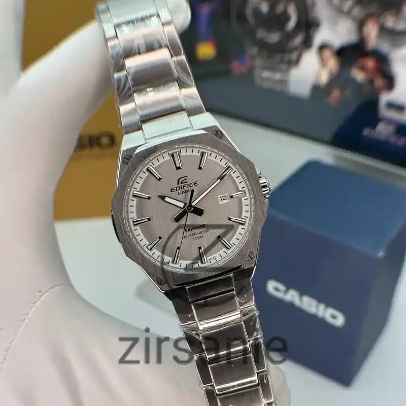 ساعت مچی مردانه ادیفایس کاسیو سیلور صفحه سفید Edifice Casio Silver White Screen — تصویر ۳