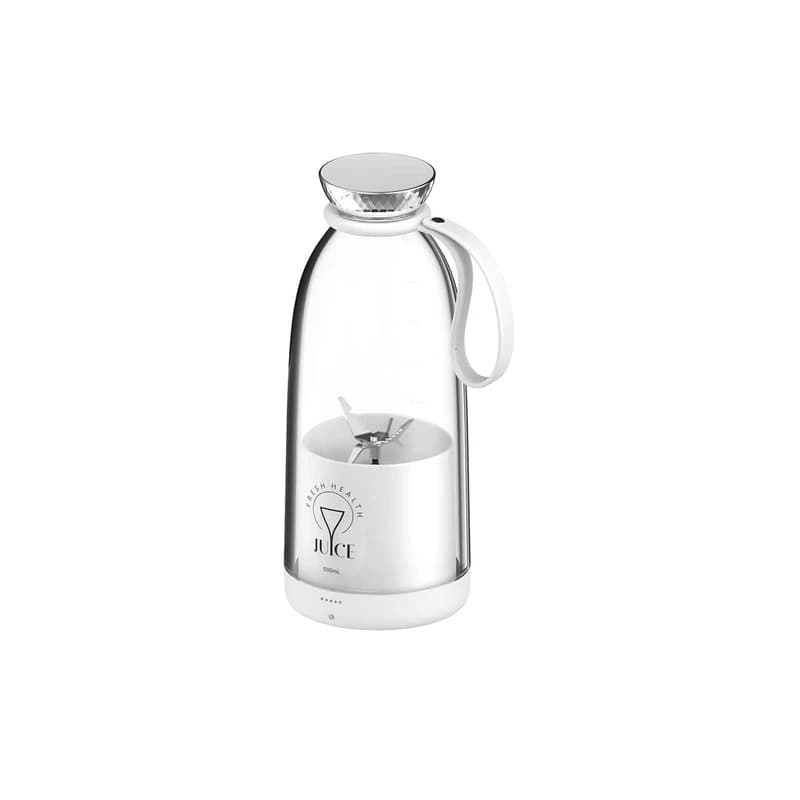 مخلوطکن شارژی قابل حمل 500 میلیلیتر مدل FRESH JUICE با تیغه استیل ضدزنگ، موتور 60 وات، شارژ USB تایپسی، قفل ایمنی ضد نشت و حالت پالس برای خردکردن یخ و میوههای منجمد — تصویر ۱۰
