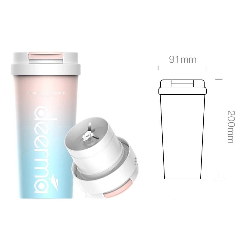 شیکر و مخلوط‌کن ورزشی درما مدل DEM-NU90 گنجایش 0.3 لیتر با موتور 18000 دور در دقیقه، بدنه استیل ضدزنگ دولایه، حفظ دمای 6 ساعته، تیغه فلزی 4 پر و قابلیت شارژ USB — تصویر ۵