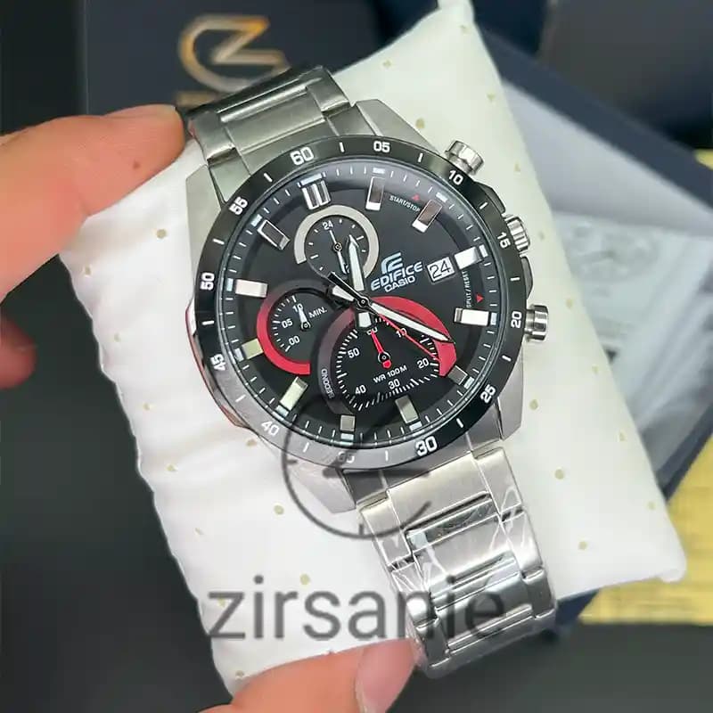 ساعت مچی مردانه ادیفایس کاسیو سیلور صفحه مشکی Edifice Casio Silver Black Screen — تصویر ۲