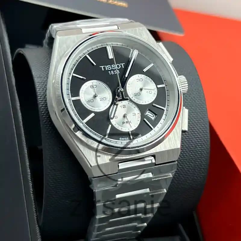 ساعت مچی مردانه تیسوت PRX کرنوگراف سیلور صفحه مشکی Tissot PRX Chronograph Silver Black Screen — تصویر ۱۱