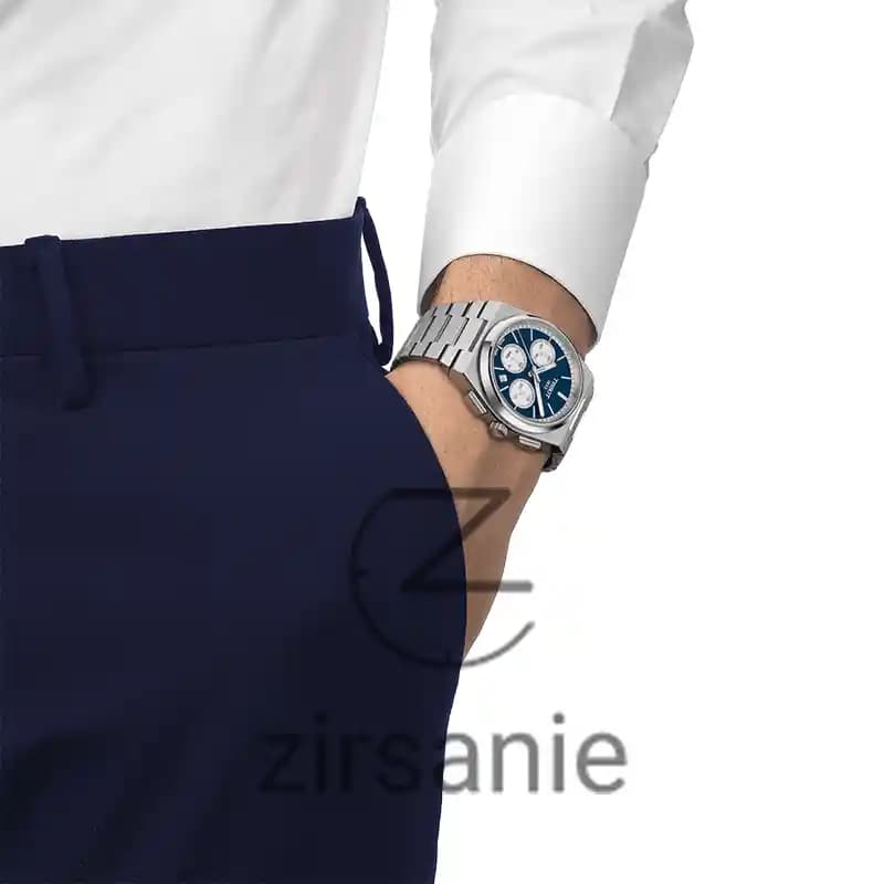 ساعت مچی مردانه تیسوت PRX کرنوگراف سیلور صفحه آبی Tissot PRX Chronograph Silver Blue Screen — تصویر ۱۲