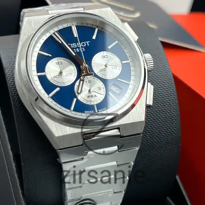 ساعت مچی مردانه تیسوت PRX کرنوگراف سیلور صفحه آبی Tissot PRX Chronograph Silver Blue Screen — تصویر ۱۱