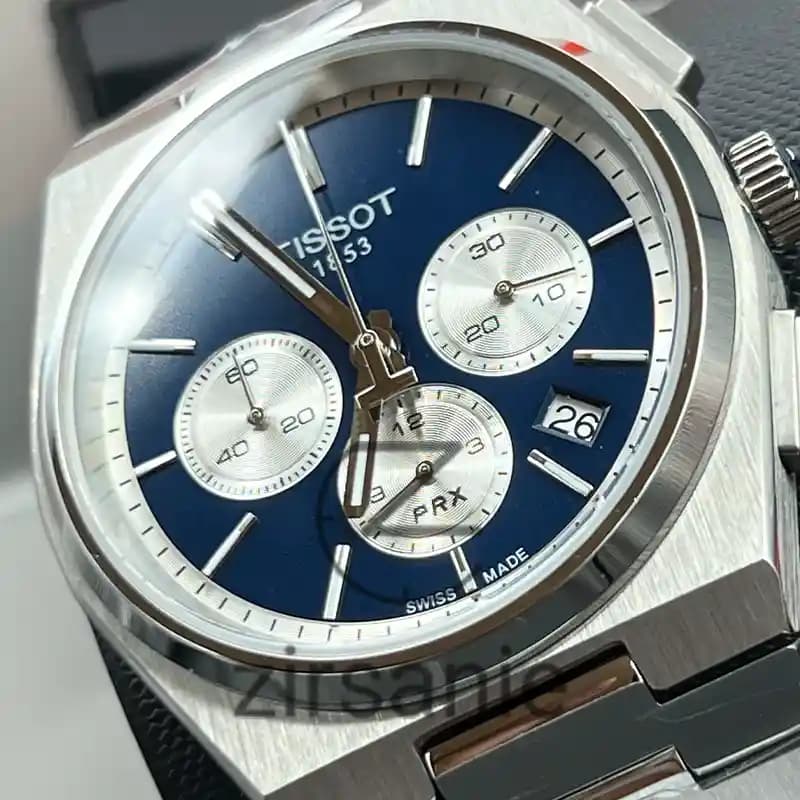 ساعت مچی مردانه تیسوت PRX کرنوگراف سیلور صفحه آبی Tissot PRX Chronograph Silver Blue Screen — تصویر ۶