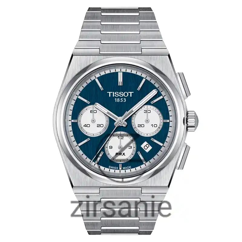 ساعت مچی مردانه تیسوت PRX کرنوگراف سیلور صفحه آبی Tissot PRX Chronograph Silver Blue Screen