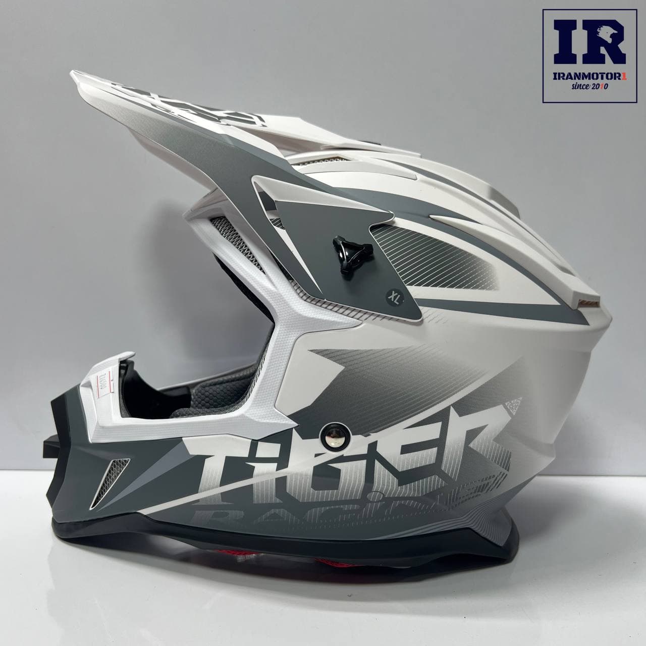 کلاه کاسکت کراسی تایگر Tiger سفید طوسی