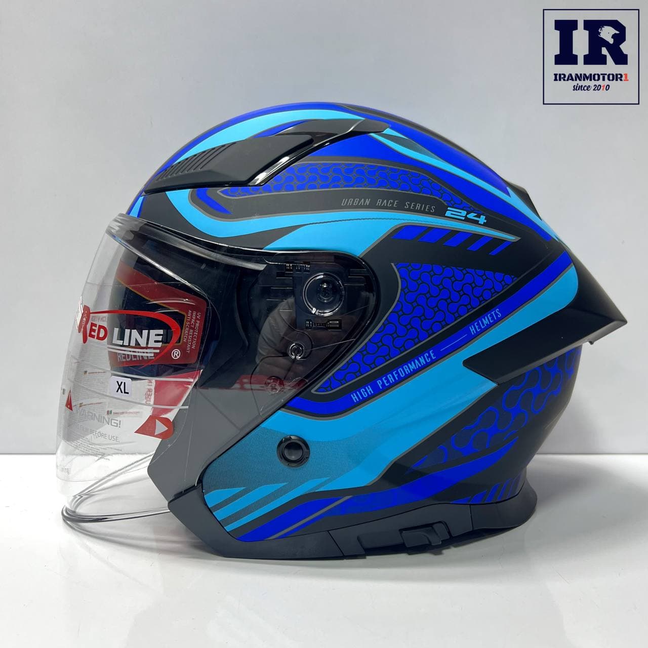 کلاه کاسکت بدون فک ردلاین Redline کد 965 مشکی آبی — تصویر ۷