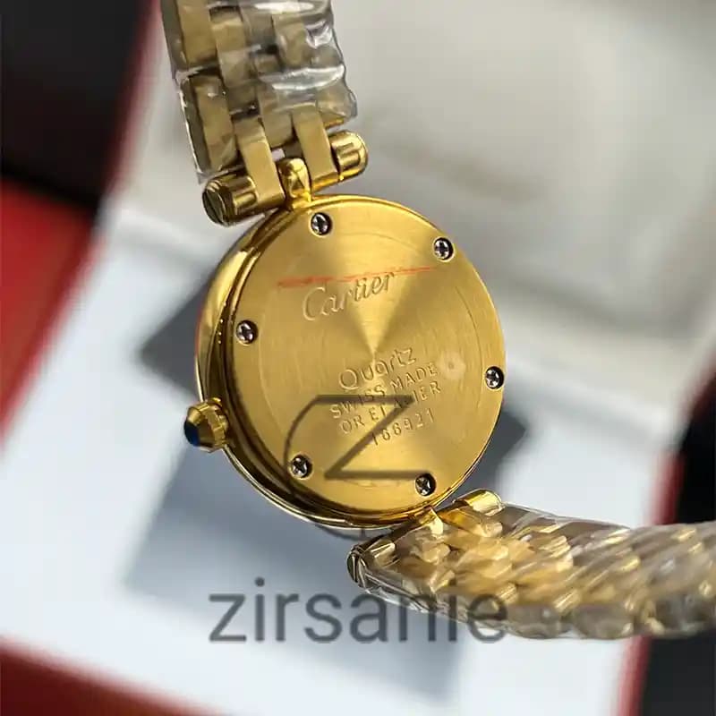 ساعت مچی زنانه کارتیر طلایی صفحه سفید Cartier Golden White Screen — تصویر ۶