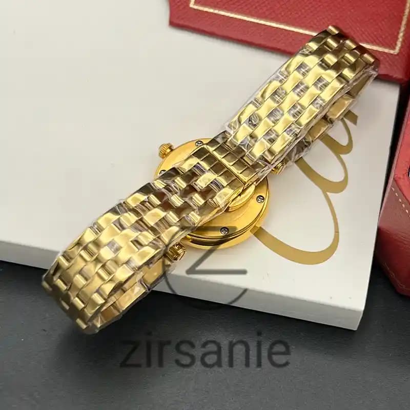 ساعت مچی زنانه کارتیر طلایی صفحه سفید Cartier Golden White Screen — تصویر ۷