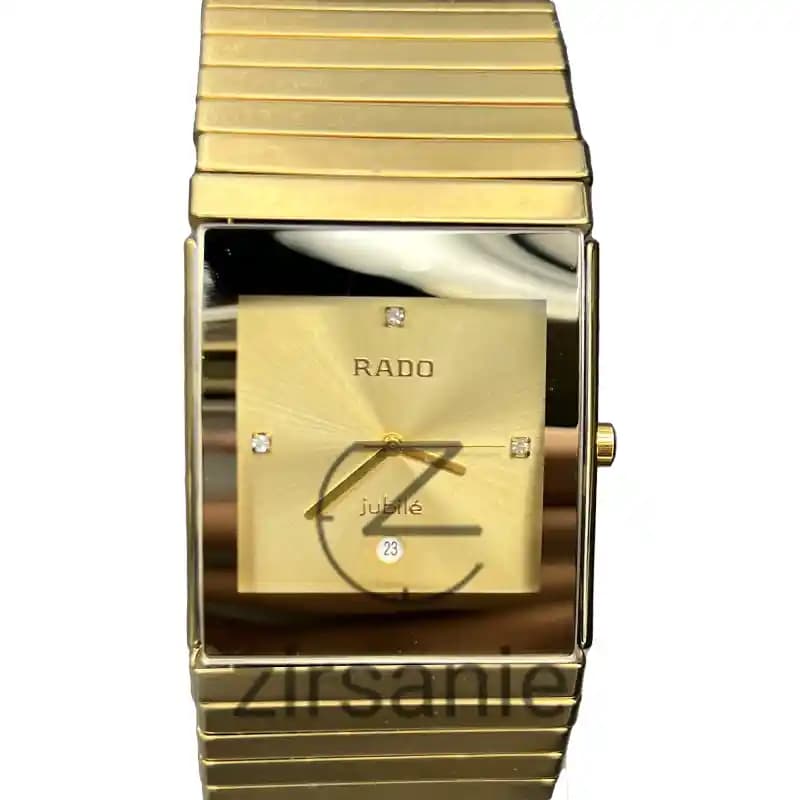 ساعت مچی مردانه رادو سرامیکی مستطیلی طلایی Rado Ceramici Rectangular Golden