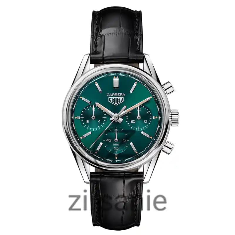 ساعت مچی مردانه تگ هویر کالیبر 5 بند چرم سیلور صفحه سبز Tag Heuer Caliber 5 Leather Strap Silver Green Screen — تصویر ۹