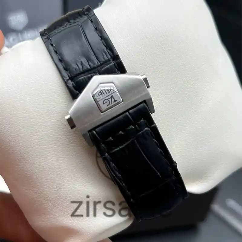 ساعت مچی مردانه تگ هویر کالیبر 5 بند چرم سیلور صفحه سبز Tag Heuer Caliber 5 Leather Strap Silver Green Screen — تصویر ۵