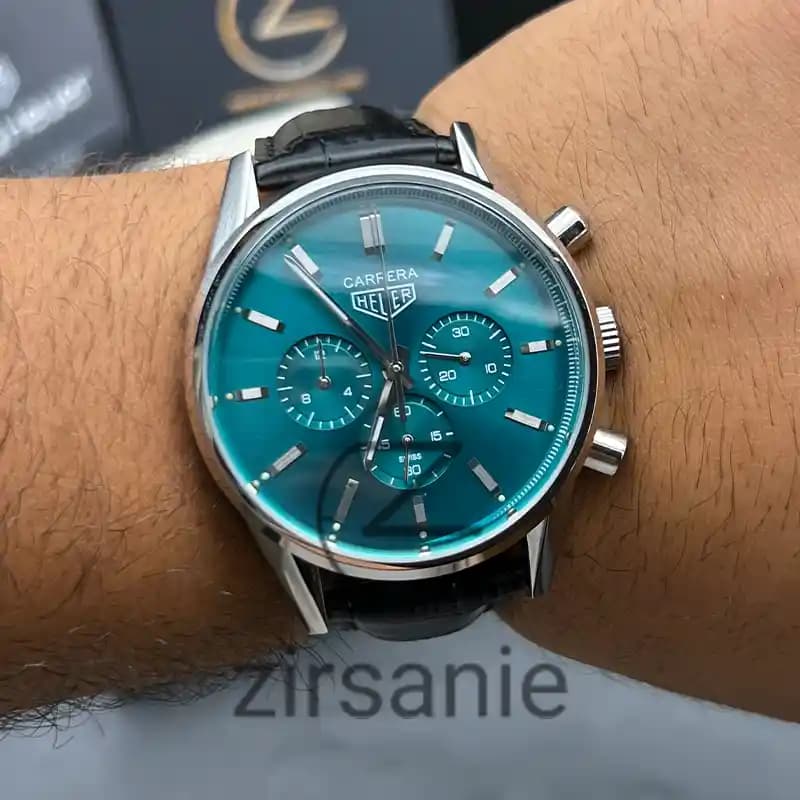 ساعت مچی مردانه تگ هویر کالیبر 5 بند چرم سیلور صفحه سبز Tag Heuer Caliber 5 Leather Strap Silver Green Screen — تصویر ۸