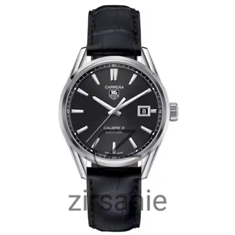 ساعت مچی مردانه تگ هویر کالیبر 5 اتوماتیک بند چرم سیلور صفحه مشکی Tag Heuer Caliber 5 Automatic Leather Strap Silver Black Screen — تصویر ۸