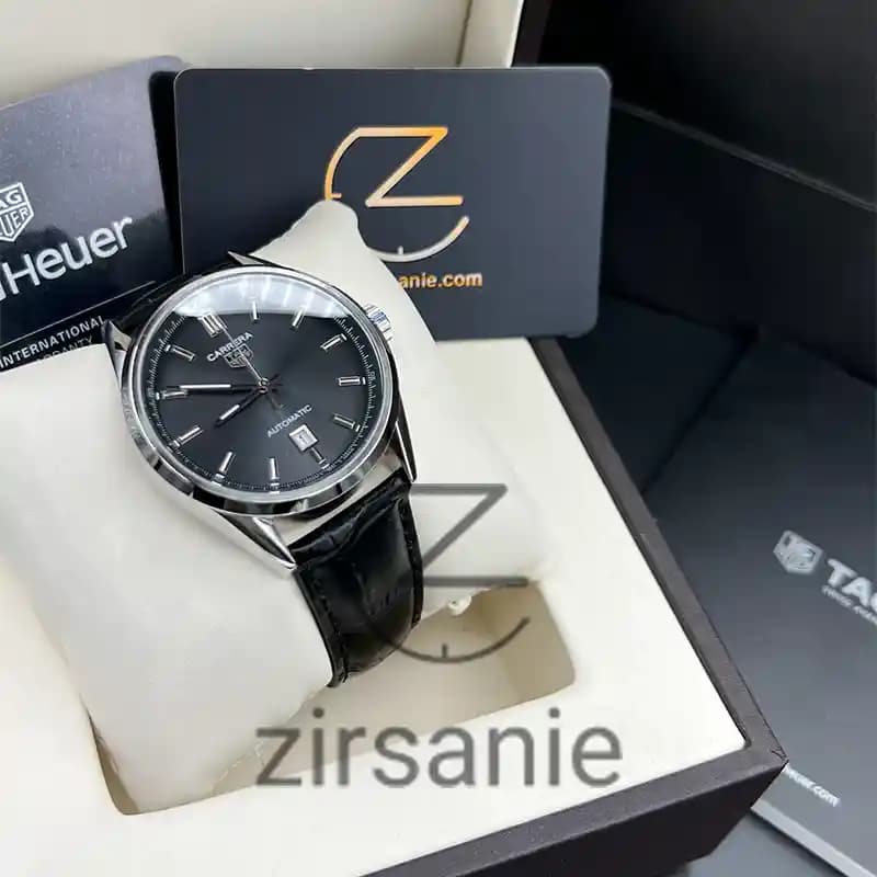 ساعت مچی مردانه تگ هویر کالیبر 5 اتوماتیک بند چرم سیلور صفحه مشکی Tag Heuer Caliber 5 Automatic Leather Strap Silver Black Screen — تصویر ۹