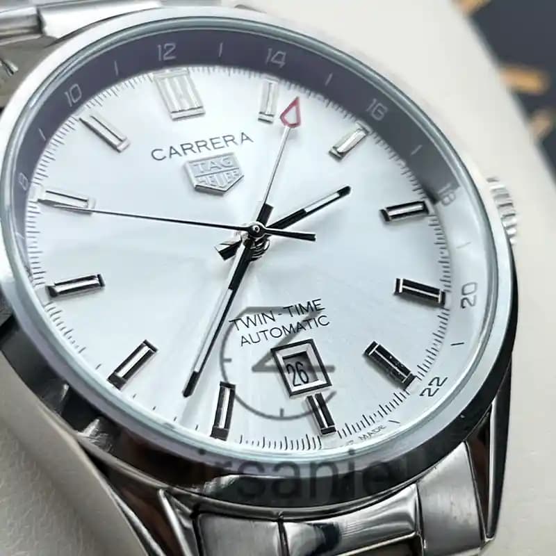 ساعت مچی مردانه تگ هویر کالیبر 5 GMT اتوماتیک سیلور صفحه سفید Tag Heuer Caliber 5 GMT Automatic Silver White Screen — تصویر ۱۲