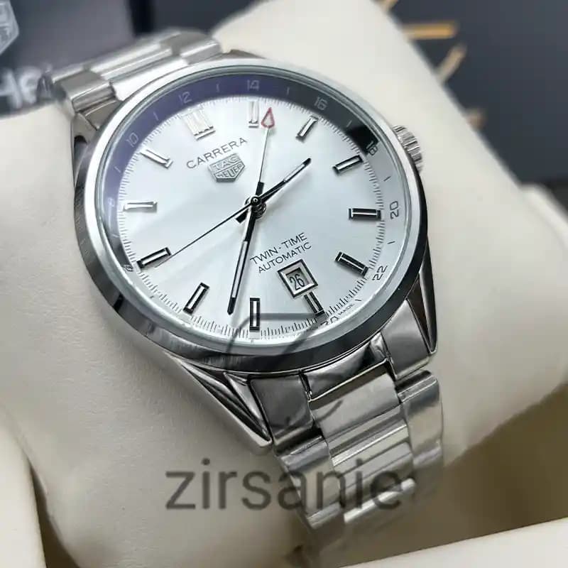 ساعت مچی مردانه تگ هویر کالیبر 5 GMT اتوماتیک سیلور صفحه سفید Tag Heuer Caliber 5 GMT Automatic Silver White Screen — تصویر ۱۱