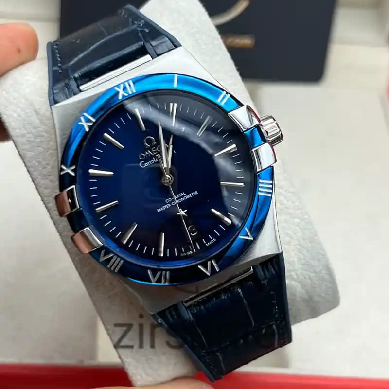 ساعت مچی مردانه امگا کانسلیشن اتوماتیک بند چرم سیلور‌ سرمه‌ای صفحه سرمه‌‌ای Omega Consitlition Automatic Leather Strap Silver Navy NavyScreen — تصویر ۱۲