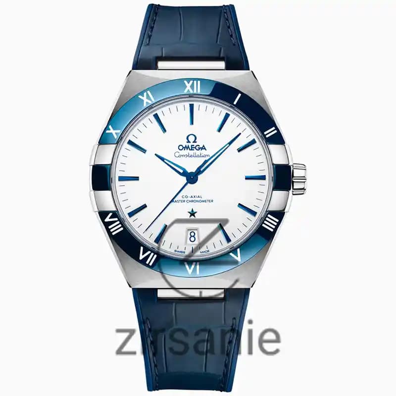 ساعت مچی مردانه امگا کانسلیشن اتوماتیک بند چرم سیلور‌ سرمه‌ای صفحه سفید Omega Consitlition Automatic Leather Strap Silver Navy White Screen — تصویر ۹