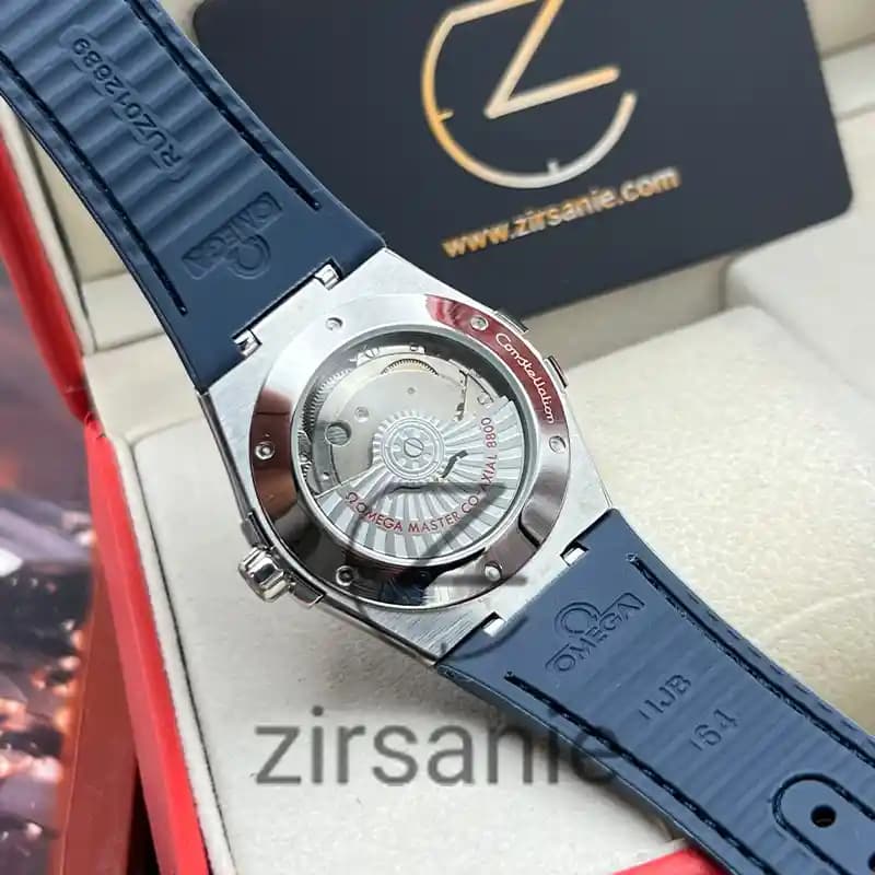 ساعت مچی مردانه امگا کانسلیشن اتوماتیک بند چرم سیلور‌ سرمه‌ای صفحه سفید Omega Consitlition Automatic Leather Strap Silver Navy White Screen — تصویر ۴