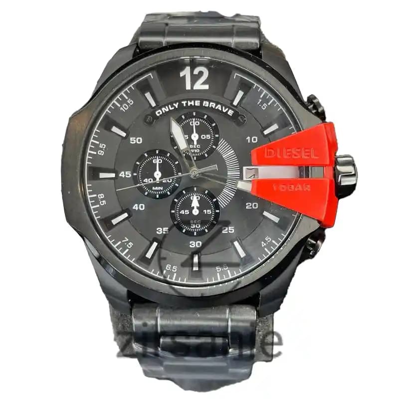 ساعت مچی مردانه دیزل شاخدار (مگا شیف) فول مشکی شاخ قرمز Diesel Mega Chief Full Black Red Horn — تصویر ۳