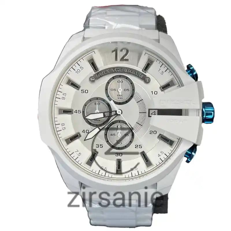 ساعت مچی مردانه دیزل شاخدار (مگا شیف) سفید سرامیکی Diesel Mega Chief Ceramic White — تصویر ۳