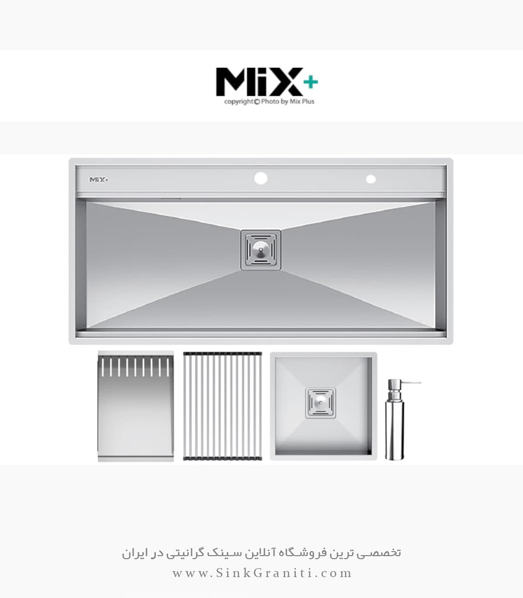 سینک دست ساز میکس پلاس مدل D104 دوپله — تصویر ۲