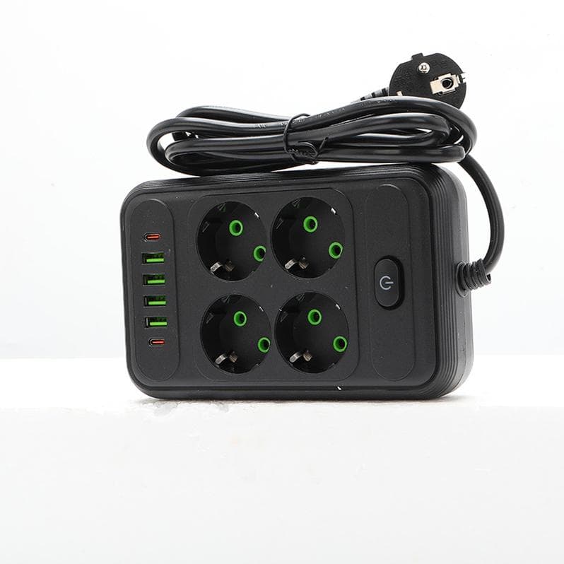 چهار راهی برق یونیورسال با 3 خروجی USB و تایپ سی 2500 وات (مشکی) مدل T203 — تصویر ۵
