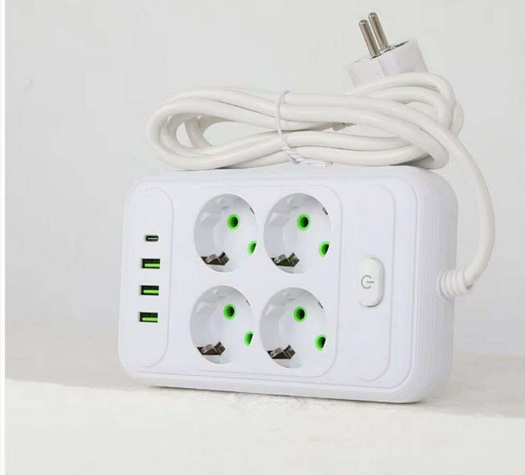 چهار راهی برق یونیورسال با 3 خروجی USB و تایپ سی 2500 وات (سفید) مدل T203 — تصویر ۵