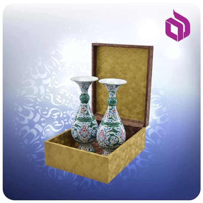 ست دو گلدان صراحی مینا 20 سانت با جعبه MDF گالینگور — تصویر ۴