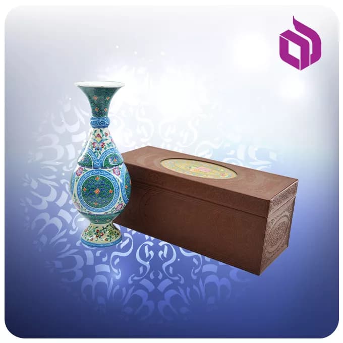 گلدان صراحی مینا 25 سانت با جعبه MDF چرمی