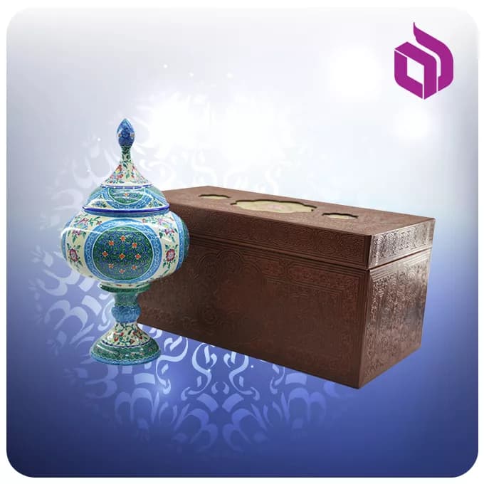 شکلات خوری مینا 28 سانت با جعبه MDF چرمی