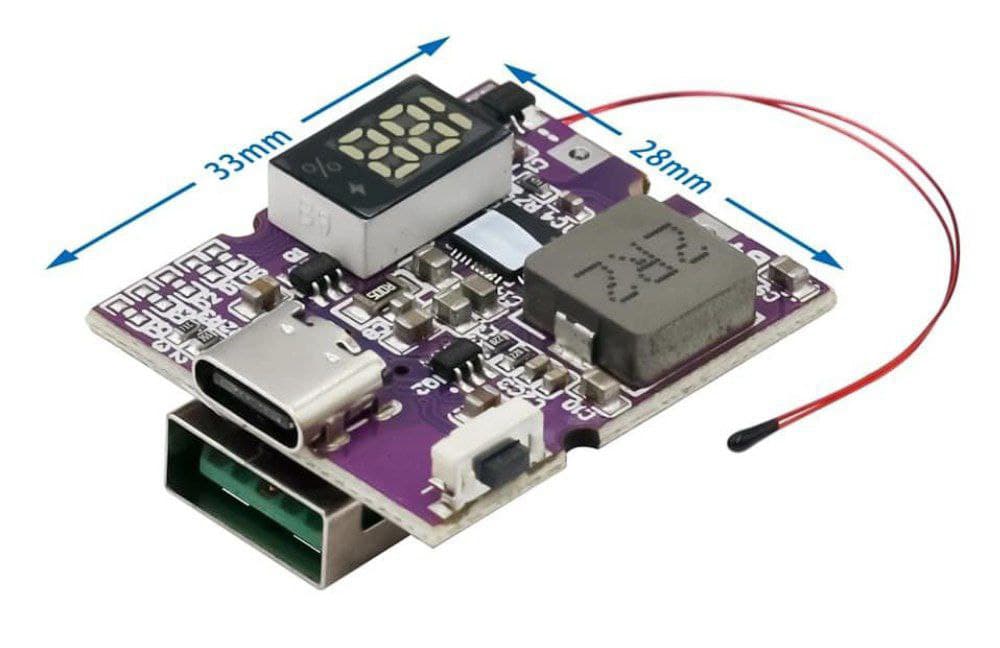 ماژول پاور بانک مینی 22.5W فست شارژ با نمایشگر همراه با سنسور دما — تصویر ۳