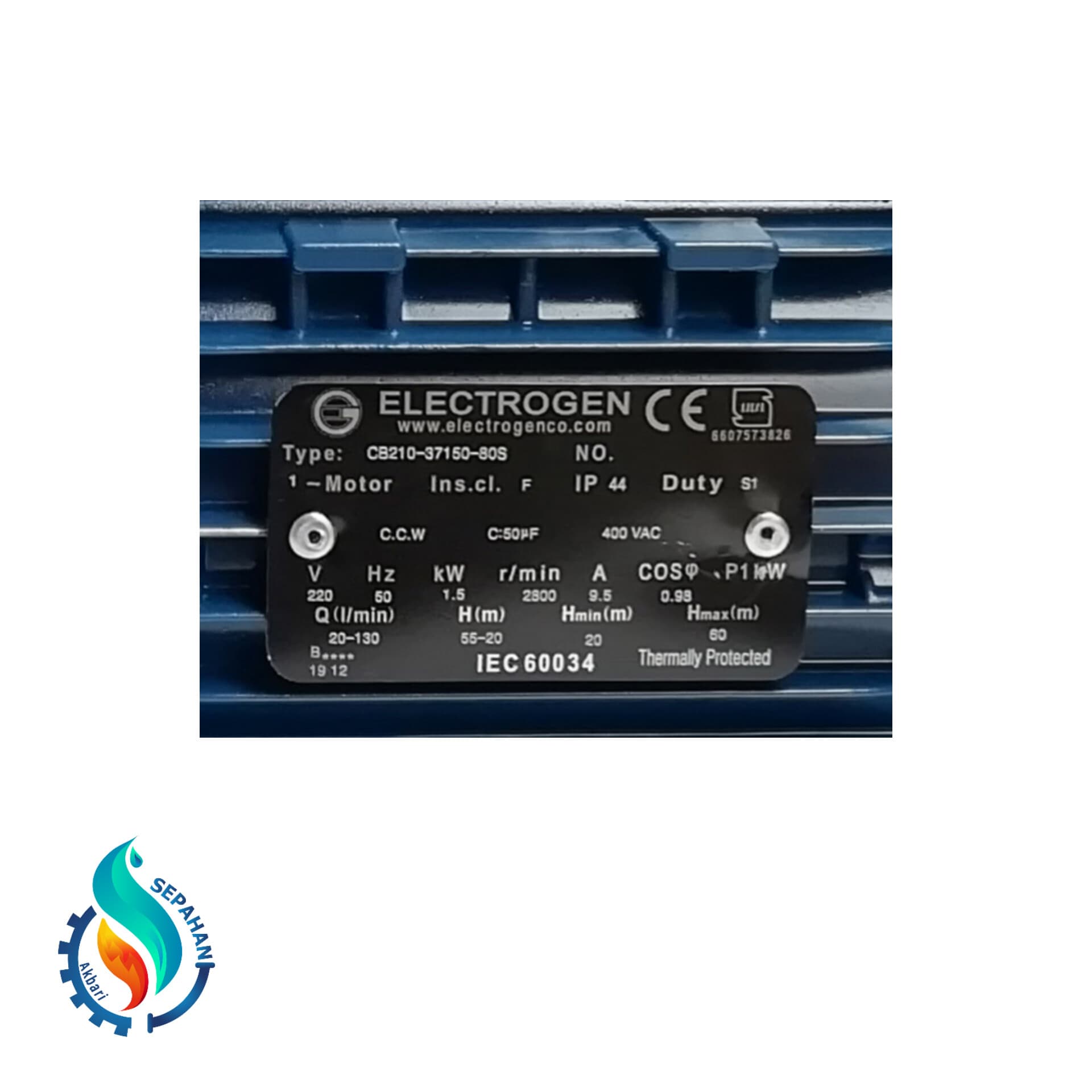 پمپ آب ۲ اسب ۲ پروانه الکتروژن CB210 تکفاز — تصویر ۵