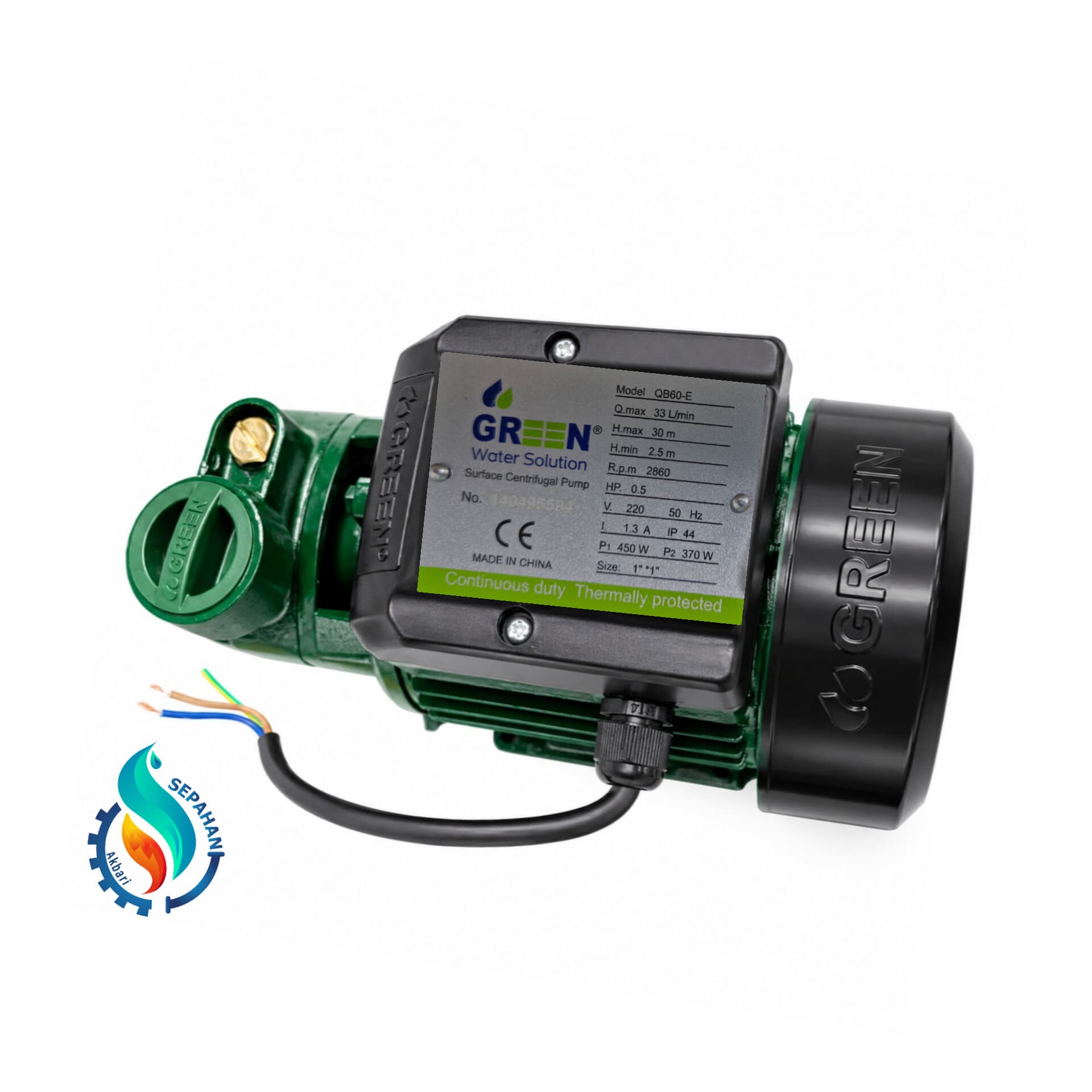 پمپ آب نیم اسب گرین QB60E — تصویر ۲