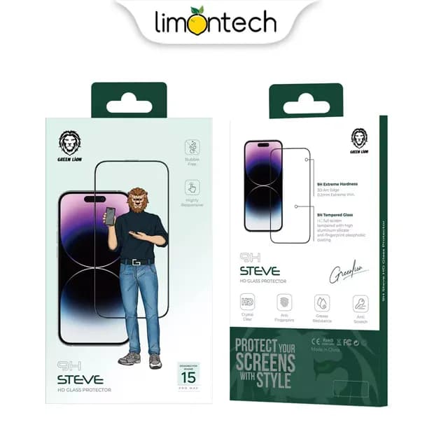 گلس استیو گرین Green Steve 9H glass مناسب برای آیفون 15Pro
