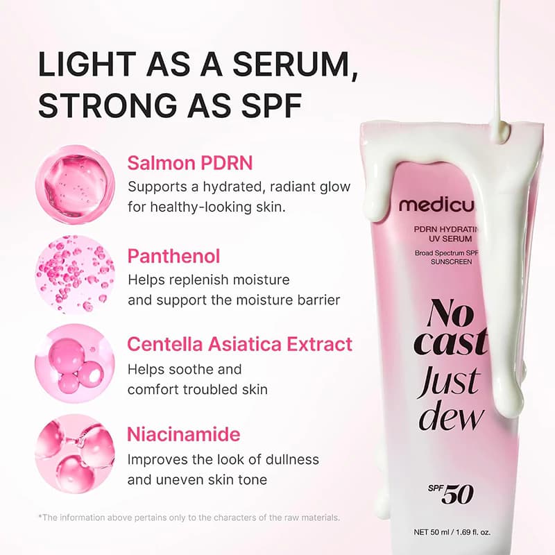 سرم ضد آفتاب SPF50+ آبرسان PDRN مدی‌ کیوب مدل No Cast Just Dew / اقساطی — تصویر ۸