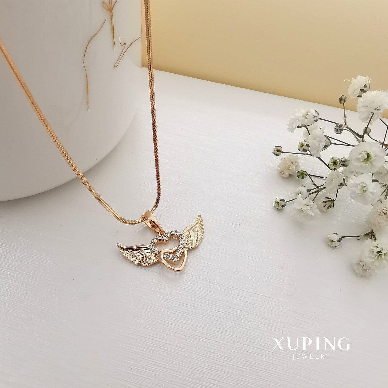 گردنبند دخترانه ژوپینگ مدل قلب پرنده کد B1301