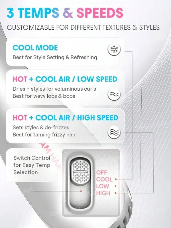 سشوار برسی و حالت‌دهنده حرفه‌ای دو طرفه شیگلم مدل Cool Shield Blowout Brush Pro — تصویر ۸